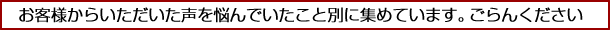 お客様の声からいただいた声を悩んでいたこと別に集めています。ごらんください。